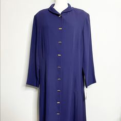 Elisabeth By Liz Claiborne Women’s Vintage Long Sleeve Button Up Pleated Suit Dress Purple With Gold Buttons Size 16 Measures: 24.5” Across Chest | 43” Length Fully Lined New With Tags Formal Purple Dress With Buttons, Purple Button-up Daywear Dress, Purple Button-up Dress For Daywear, Elegant Purple Dress With Button Closure, Purple Long Sleeve Dress With Buttons, Elegant Purple Dress With Buttons, Basic Midi Dress, Black Dress Jacket, Fitted Knit Dress