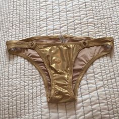 Super Cute Gold Bikini Bottoms. Never Worn Except From Time To Time To Try On. Sadly My Hips Just Won’t Ever Be This Small. Victoria Secret Swim, Womens Swim, Victoria's Secret, Super Cute, Swimming, Fast Delivery, Full Service, Women Shopping, Gold