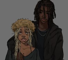 two people with dreadlocks standing next to each other