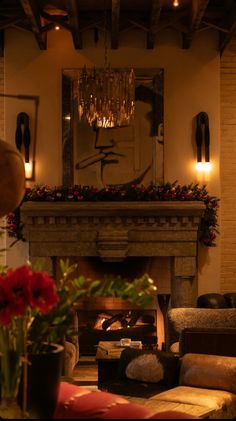 a living room filled with furniture and a fire place