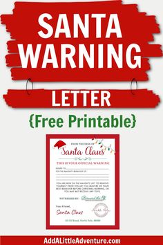 Santa Warning Letter - Free Printable Santa List Printable Free, Letters To Santa Free Printable, Elf Warning Letter Free Printable, Santa Letter Template Free Printable, Santa Warning Letter Free Printable, Letters From Santa Printable Free Kids, Santa Warning Letter, Letter Free Printable, Blank Letter From Santa Free Printable