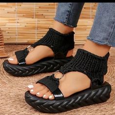 Brand New Cutout Heels, Casual Sandals Womens, Just Letting You Know, Embellished Flats, Strappy Sandals Flat, Knit Fashion, Casual Sandals, O Ring, Sandals Summer