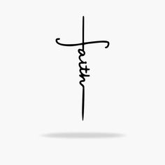 the word faith written in cursive writing on a white background