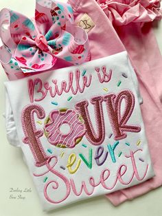 two pink and white shirts with the words bridal's four sweet on them