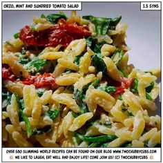 pasta with spinach and sundried tomato salad