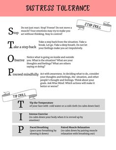 Enhance your therapy toolkit with our DBT Distress Tolerance Skills Worksheet, designed specifically for clinicians seeking effective resources to support their clients' journey towards emotional well-being. This worksheet comes exactly as the pictures show it to look. Distress Tolerance Activities For Kids, Distress Tolerance Activities, Ro Dbt Skills, Stop Technique Dbt, Dbt Worksheet, Abc Please Dbt Skill