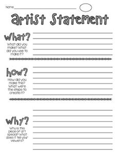 an artist's statement worksheet with the words, what do you think? and