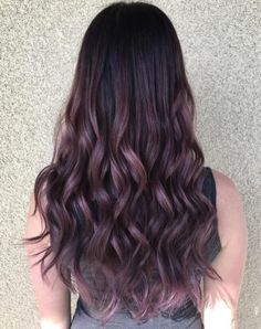 Dark Ombre Hair, Baylage Hair, Dark Ombre, Purple Ombre Hair, Short Dark Hair, Ombre Hair Blonde, Purple Highlights, Purple Mauve, Lilac Hair