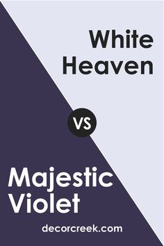 two white and black triangles with the words white heaven versus majestic violett on them