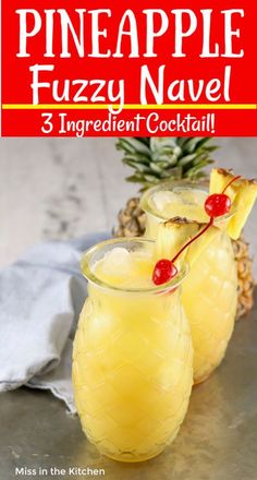 pineapple fuzzy navel party cocktail in mason jars