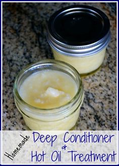 DIY: Homemade Deep Conditioner & Hot Oil Treatment Recipes - using coconut, jojoba & tea tree oils. Easy to do, great for your hair & it's natural! Homemade Deep Conditioner, Diy Deep Conditioner, Magical Food, Big Jar, Coconut Oil Hair, Body Butters, Homemade Face