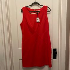 Calvin Klein. Red With Gold Neck Decoration And Back Gold Zipper. Calvin Klein Red Dresses, Calvin Klein Red Formal Dress, Calvin Klein Red Party Dress, Red Calvin Klein Party Dress, Chic Red Calvin Klein Dress, Calvin Klein Red, Calvin Klein Dress, Calvin Klein Dresses, Gold Zipper