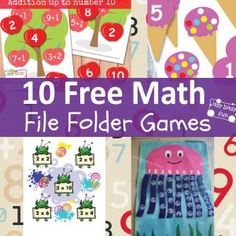 10 free math file folder games for kids to practice counting and number ten addition skills