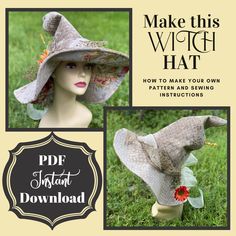 an image of a hat with flowers on it and the words make this witch hat