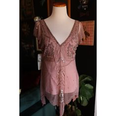 Adrianna Papell Nwt Pink Purple Mauve Beaded Embellished Y2k Top M Purple Mauve, Fairy Clothes, Aesthetic Board, Y2k Top, Book Decor, Adrianna Papell, Y2k Fashion, Color Purple, Pink Purple