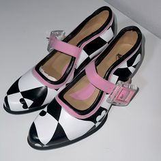 John Fluevog Brand | Size 7 | Small Heel | Condition: Used But Like New | Checkered Heels, John Fluevog Shoes, Fluevog Shoes, John Fluevog, Art Clothing, Art Clothes, Girls Best Friend, Character Designs, Swing Dress