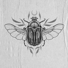 a drawing of a bug with wings and a crown on it's back end