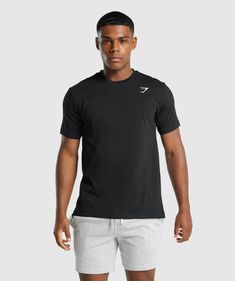 Gymshark Crest T-Shirt - Black | Gymshark Gymshark Shirt, Gymshark Men, Gym Workouts For Men, Gym Shark, Rest Day, Gym Tops, Gym Shirts, Crew Shirt, Secret Santa