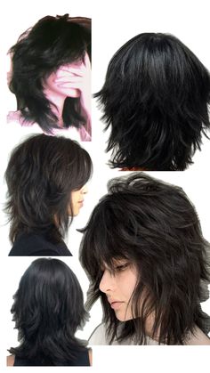 Cool Hairstyles For Layered Hair, Gothic Haircuts Medium, Later Haircut Medium, Cute Emo Hairstyles For Medium Hair, Types Of Wolf Cuts, Wolfcut Hair Shoulder Length, Heavy Layered Haircuts, Unisex Haircuts Medium, Extremely Layered Hair