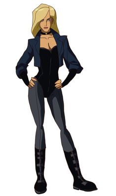 a cartoon character with blonde hair and black clothes