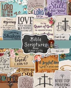 a collage of different types of paper with the words bible stories written on them