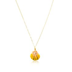 The ideal accessory for any style. Starring an exquisite, wire-wrapped Hawaiian Sunrise Shell, this timeless piece is sure to stay in rotation for years to come. 18" 14k gold-plated chain with small bead Authentic 0.75" Hawaiian Sunrise Shell Expertly handcrafted on Oʻahu A true one-of-a-kind piece - you will receive the photographed necklace Yellow Gold Wire Wrapped Pendant Jewelry, Wire Wrapped Yellow Gold Pendant Jewelry, Handmade 14k Yellow Gold-filled Necklaces, Yellow Gold Plated Jewelry As Gift, Yellow Gold-plated Jewelry Gift, Gold-plated Wire Wrapped Jewelry, Gold Wire Wrapped Jewelry For Gifts, Gold Wire Wrapped Jewelry As A Gift, Gold Wire Wrapped Jewelry Gift