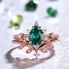 Engagement,Engagement Ring,Wedding Ring,Wedding,Ring For Her,Gift For Her,Birthday Ring,Promise Ring,Gift For Love,Ring For Wife,Emerald Ring Unique Wedding Sets, Emerald Engagement Ring Set, Yellow Citrine Ring, Opal Engagement Ring Set, May Birthstone Rings, Opal Wedding Rings, Handmade Engagement Rings, Emerald Wedding, Rose Gold Wedding Bands