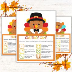 three thanksgiving games for kids with turkeys on them