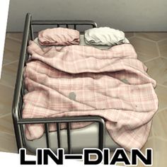 an image of a bed with blankets and pillows on top of it that says lin - dian