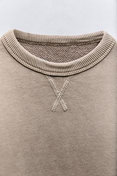 HIGH WEIGHT SWEATSHIRT - Taupe gray | ZARA United States Winter Sweatshirt With Ribbed Collar For Everyday, French Terry Sweatshirt For Winter Layering, Winter French Terry Sweatshirt For Layering, Winter French Terry Sweatshirt, French Terry Long Sleeve Sweater, Cozy Sweatshirt With Ribbed Collar For Layering, Crew Neck Sweatshirt With Ribbed Collar For Layering, Zara Crew Neck Sweatshirt For Streetwear, Zara Streetwear Sweatshirt With Crew Neck