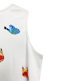 White Casual Sleeveless Vest, Casual Printed Spring Vest, Casual Printed Sleeveless Vest, Casual Sleeveless Vest Dress For Spring, White Sleeveless Casual Dress, White Sleeveless Summer Vest, White Sleeveless Vest For The Beach, Sleeveless White Vest For The Beach, White Printed Sleeveless Dress For Summer