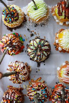 You can make amazing and gorgeous Gourmet Caramel Apples at home with just a few easy steps! Customize with different drizzles and toppings! Caramel Apples Homemade, Coconut Chocolate Chip Cookies, Chocolate Apples, Gourmet Candy