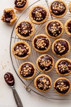 chocolate peanut butter cookies on a cooling rack