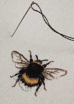 a close up of a bee on a piece of cloth