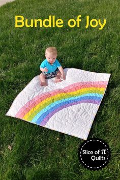 a little boy sitting on top of a blanket in the grass with text overlay that says bundle of joy