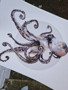 an octopus sticker sitting on top of a piece of paper