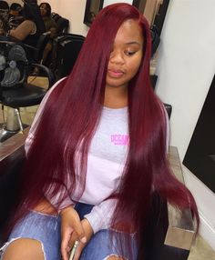 Burgundy Highlights, Long Red Hair, Burgundy Hair, Long Red, Box Braids Hairstyles, Love Hair, Weave Hairstyles, Baby Hairstyles