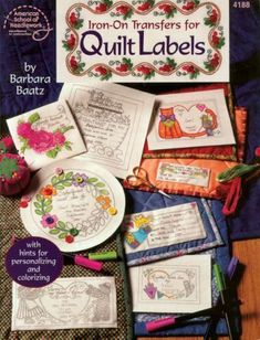 the book cover for iron - on transferers for quilt labels by barbara boatt