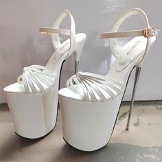 Women Peep Toe High Heels Sandals Strap High Platform Crossdresser Club Shoes Sz | eBay Extreme High Heel Shoes, Crazy Heels, Heel Platforms, Heels Bow, Western Summer, Stilettos Heels, Extreme High Heels, Color Drawing, Club Shoes