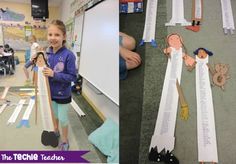 a collage of photos showing different activities for children to do in the classroom with paper and scissors