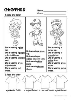 the worksheet for children's clothing and clothes, with pictures of them