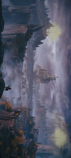 an image of a sci - fi scene that looks like it is floating in the air