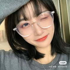 Korean Fashion Glasses, Asian Glasses, Blonde With Glasses, Clear Glasses Frames Women, Glasses Korean, Girls With Dimples, Korean Glasses, Glasses Transparent, Medium Long Haircuts