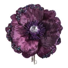 5 - Plum - Wild Poppy Head - Clip - Sequin/Glitter - Polyester | Vickerman Flower Clip (3 pack) Poppy Head, Wild Poppies, Artificial Flower Arrangements, Flower Clip, Plum Purple, Artificial Christmas Tree, Flowers Diy, Lush Green, Amazing Flowers