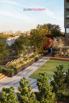 an artist's rendering of a garden in the city