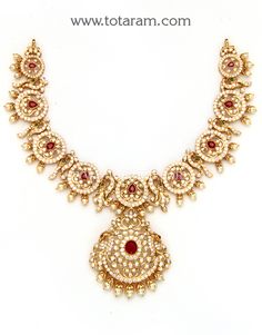 22 Karat Gold "Peacock"  Necklace With Cz , Color Stones & Japanese Culture Pearls - 235-GN4695 - in 61.950 Grams for USD $4642.33. 
Made in India by Totaram Jewelers Online this product is in Gold - 22 Karat BIS Hallmark 916 KDM Gold  & is an excellent gift for Adult - Women. Ships fully insured with secured guaranteed delivery for free with your order over $250 from New Jersey USA & comes with 30 days exchange policy. 22k Gold Necklace, Peacock Necklace, 22k Gold Jewelry, Gold Necklace Women, Gold Jewelry Indian, Gold Drop Earrings, Online Jewelry Store, 22k Gold, Cultured Pearls