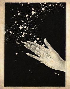 a hand reaching for stars with the words moon magic and you