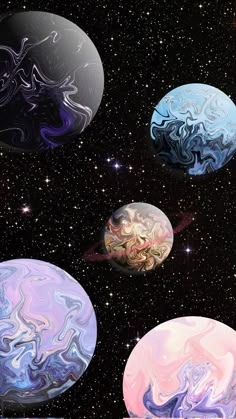 an artist's rendering of the planets in outer space, with their different colors and sizes