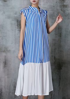 Style Blue Striped Patchwork Cotton Dress SleevelessFabric: Cotton BlendedSize & Fit: Fit: This garment fits true to size.Length: Size 2XL measures 44.85"from shoulder to hemBust: Great for any cup size. Waist: Loose Fit. Comfortable room throughout midsection.Hip: Loose Fit - room for hips. Hand Wash Cold. Blue Sleeveless Patchwork Dress, Ball Drop, Knit Vest, Dress Sleeveless, Nike Outfits, Cotton Dress, Free Giveaway, High Waisted Pants, Cotton Dresses