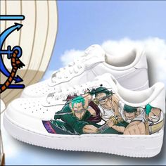 One Piece - Luffy x Zoro Air Force 1 Custom Zoro X Nike, One Piece Custom Shoes, Spongebob Custom Air Force 1, Anime Air Force 1, Nike Air Force 1 Custom One Piece, Nike Air Force 1 Custom